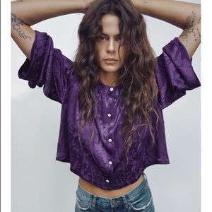 Zara Jacquard blouse purple